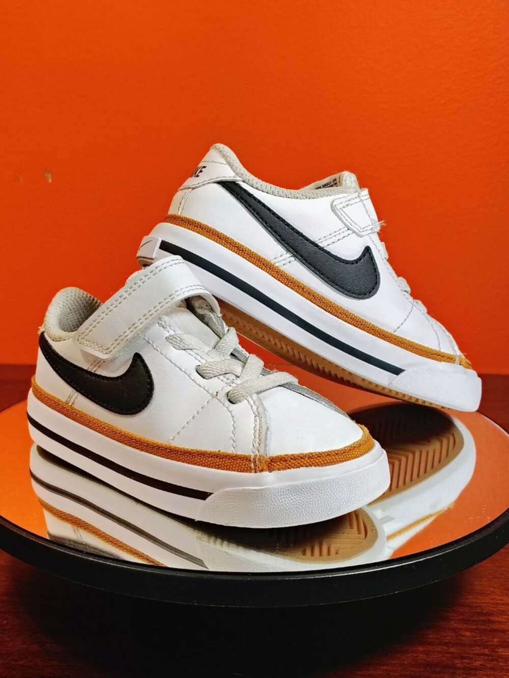 Nike Court Legacy Toddler Sneakers 8C White Black Desert Ochre Gum Sole